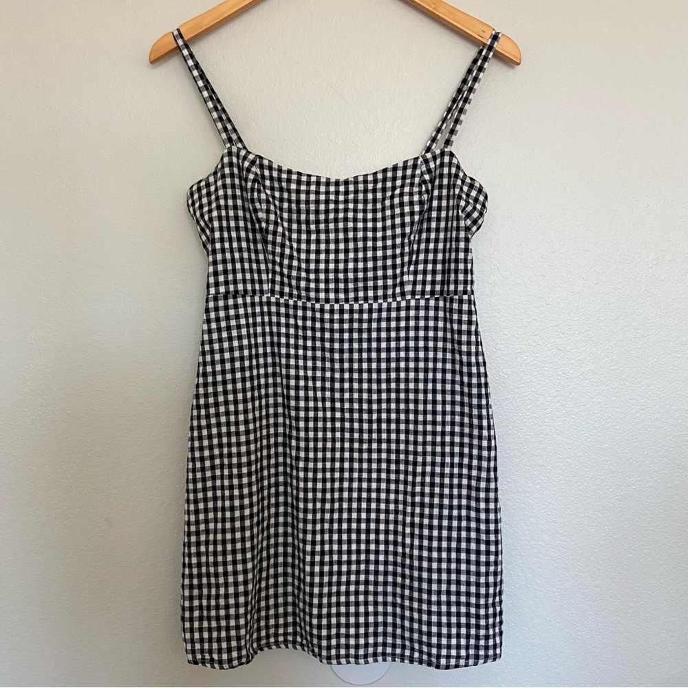 Gingham plaid mini dress